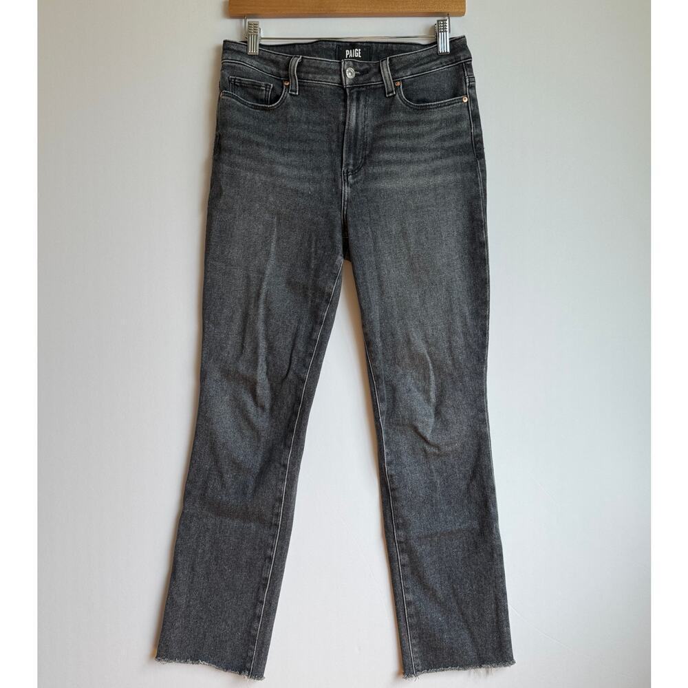 Paige Cindy Raw Hem High Waist Ankle Straight Leg Jeans Size 28 Gray Low Stretch